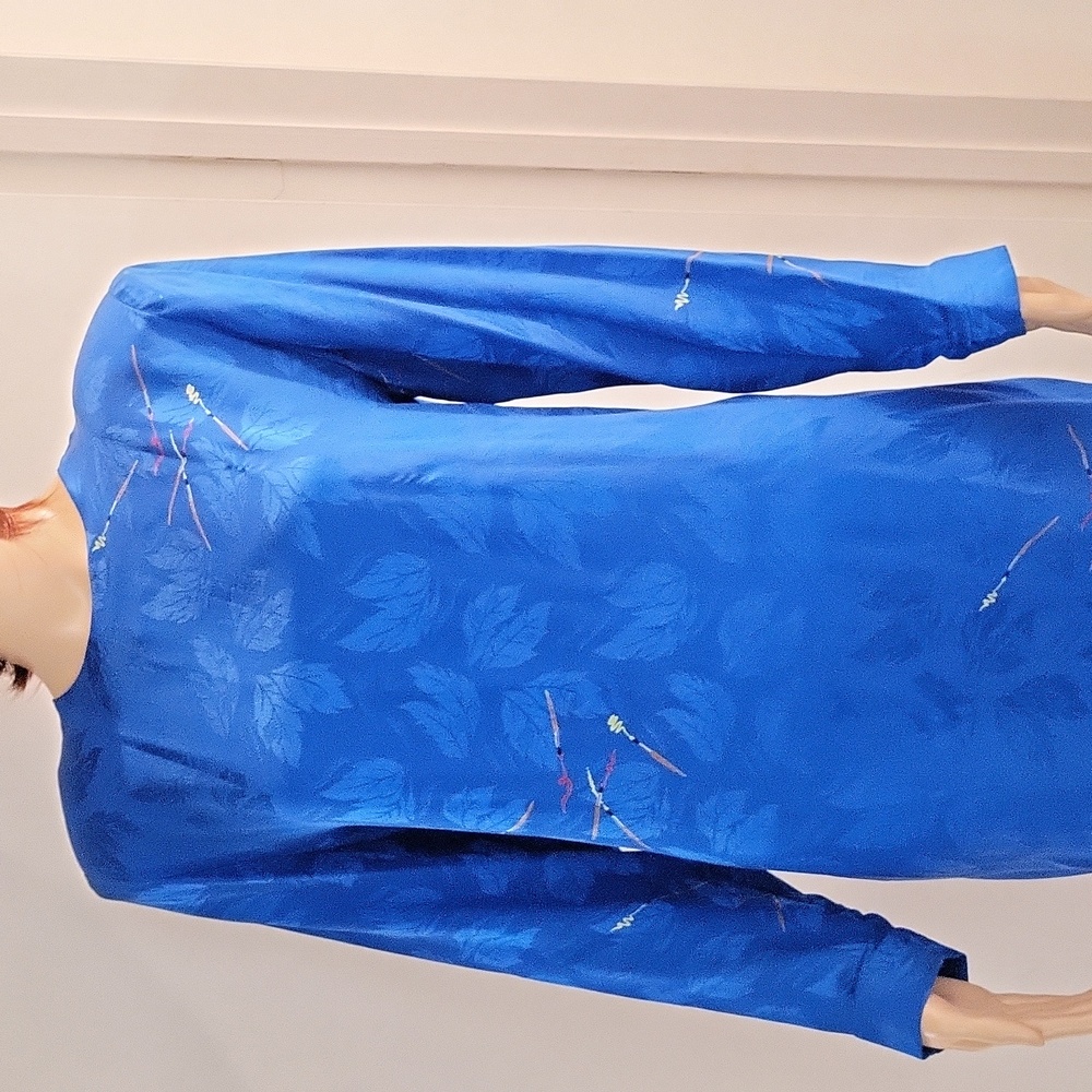 100% Silk Jacquard Nicole Miller Minimalist Dress / Sz S / Electric Blue